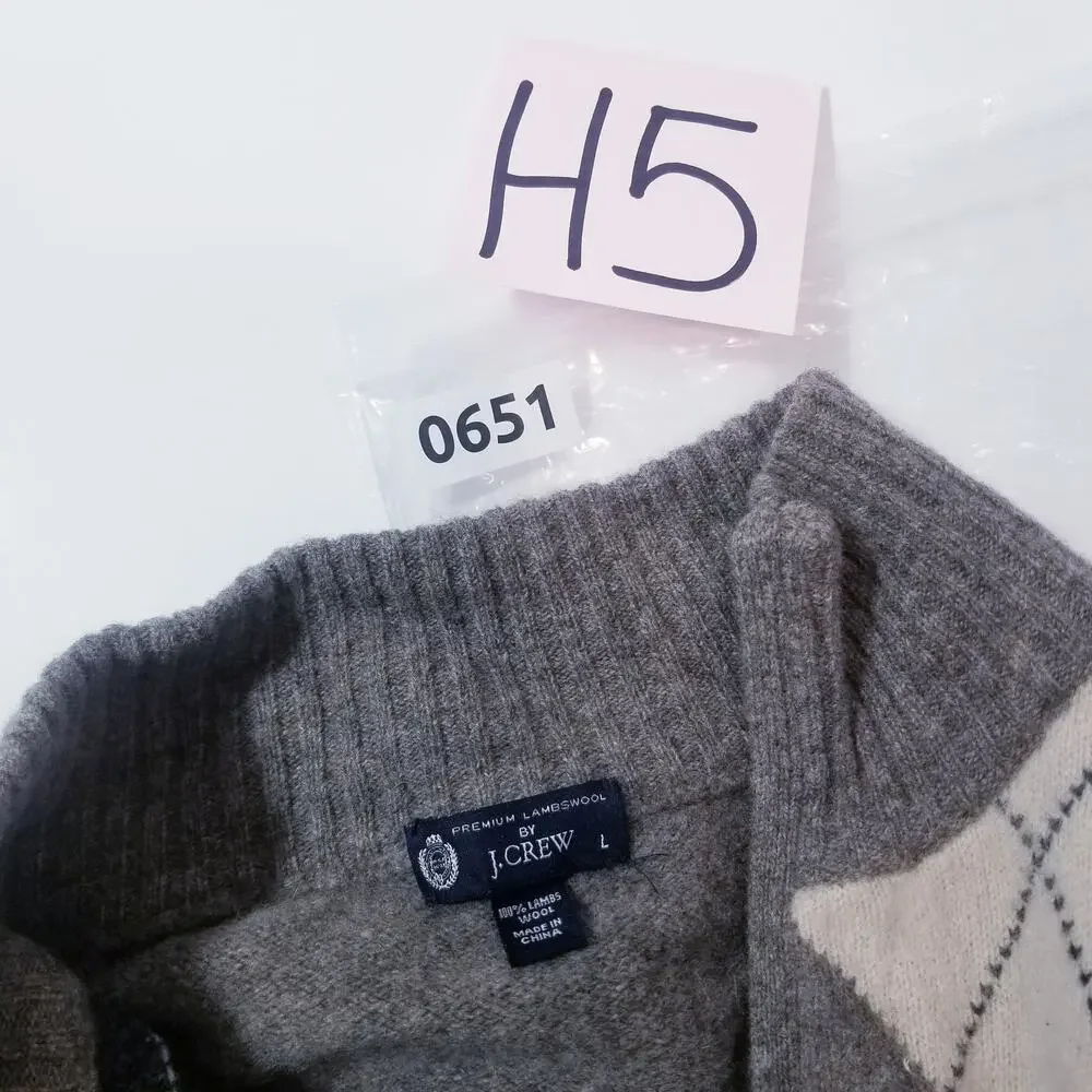 Premium Lambswool by J. Crew Argyle Full Zip Sweater
